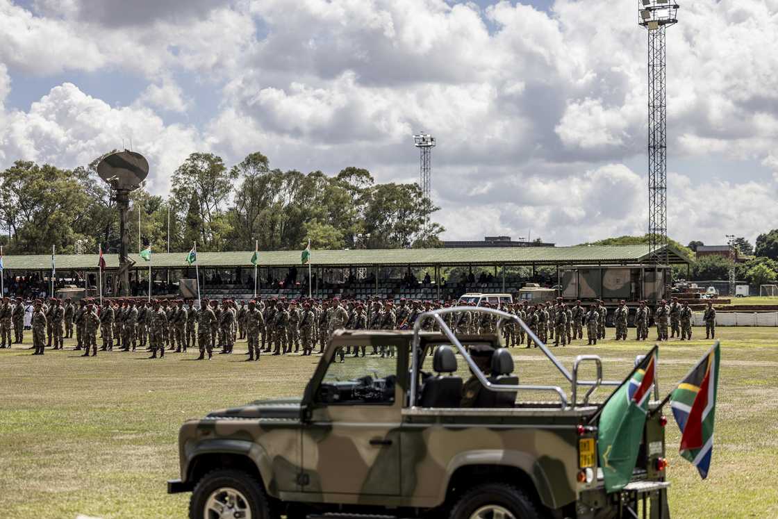 South African National Defence Force troops during a training exercise South African National Defence Force troops during a training exercise