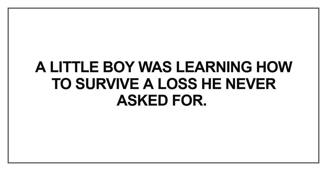 A little boy was learning how to survive a loss he never asked for