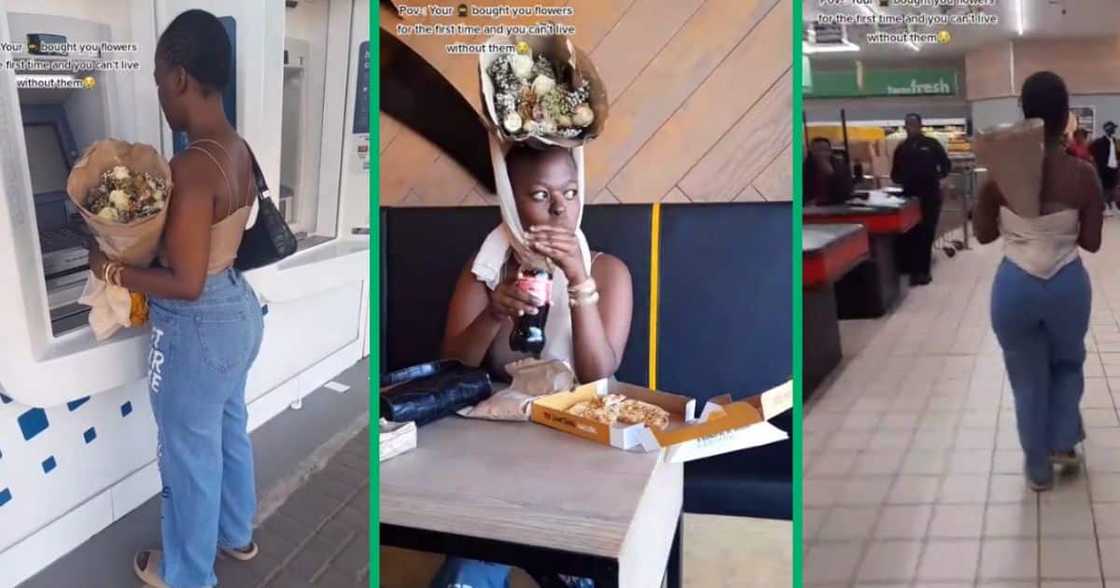 Woman gets flowers from bae in TikTok video Woman gets flowers from bae in TikTok video