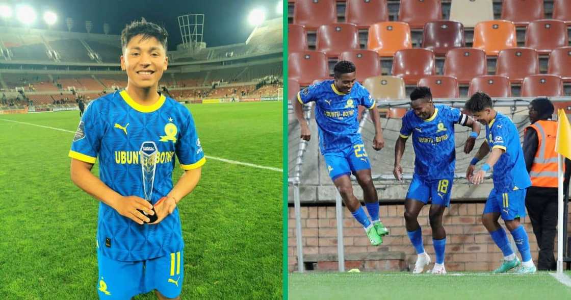 Man of the match Marcello Allende celebrating with teammates after Sundowns win Man of the match Marcello Allende celebrating with teammates after Sundowns win