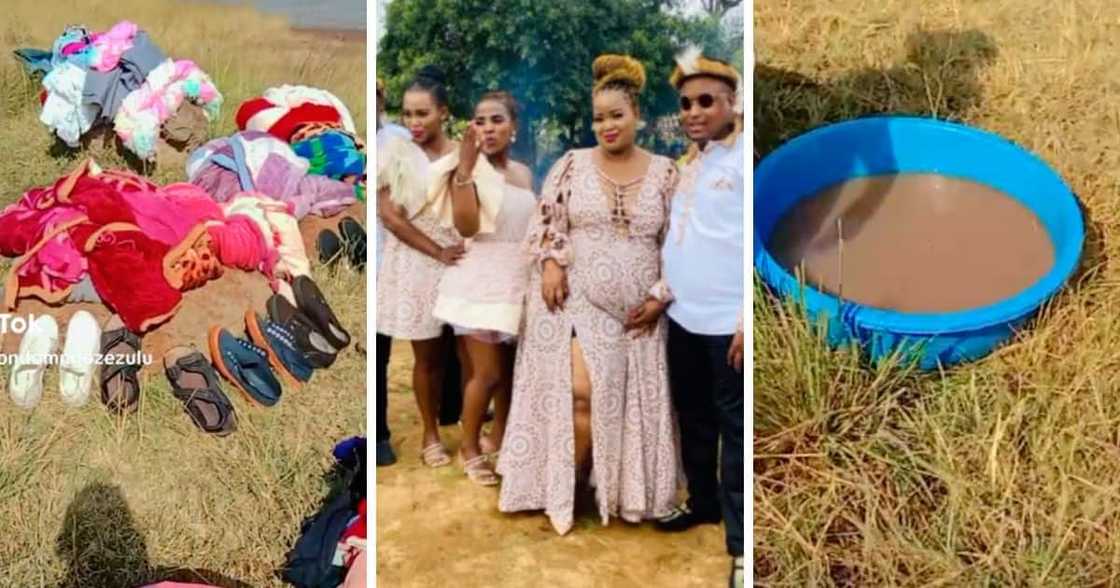 New bride shows off hand washing skills.