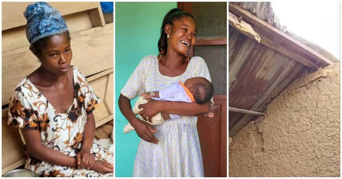 Abenaa, mud house, single mother, baby, ghana, good news Abenaa, mud house, single mother, baby, ghana, good news
