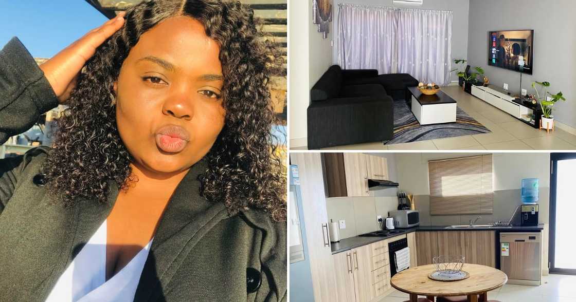 The young woman showed off her house. The young woman showed off her house.