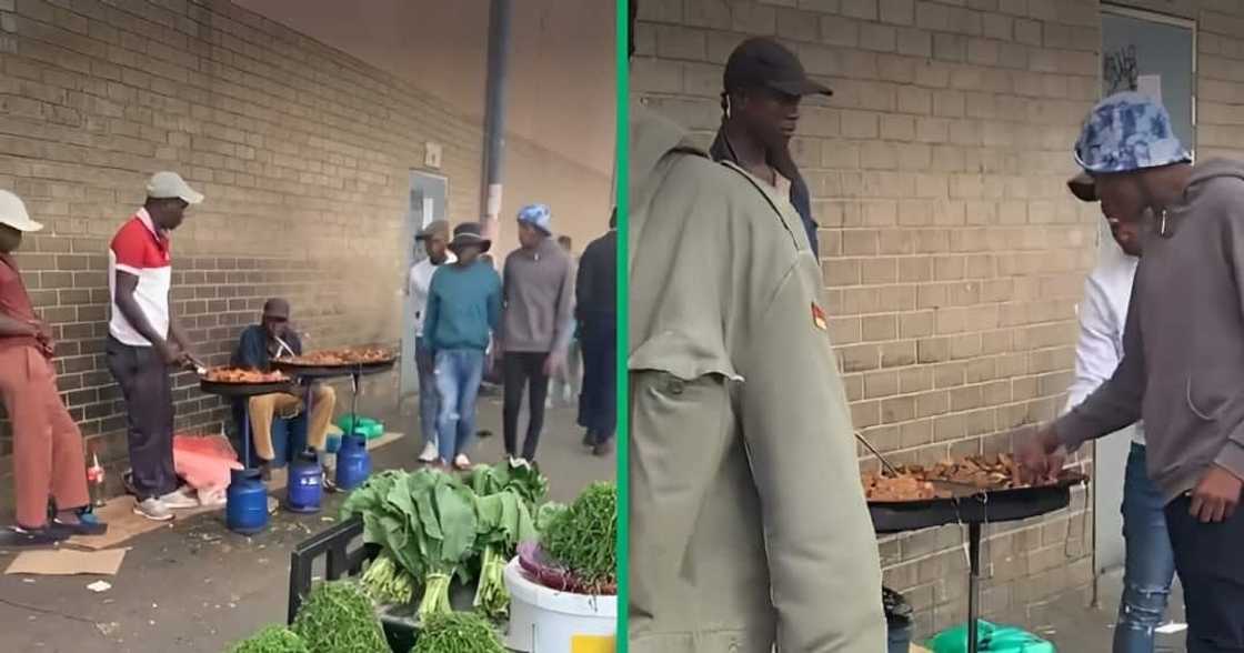 A video shows men eating food from street vendors without paying.