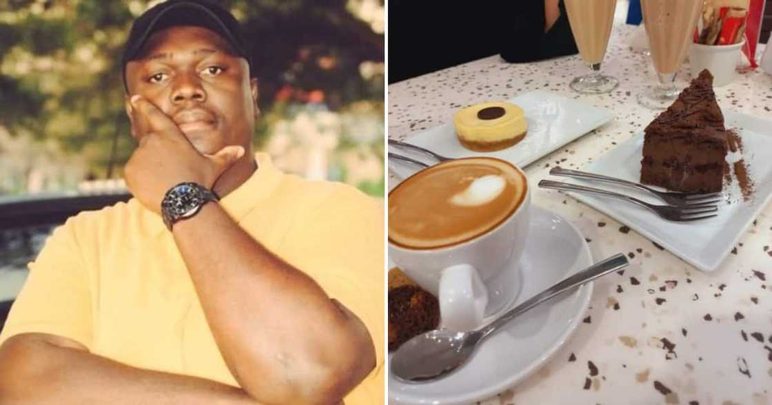 A man looking interested and a coffee date A man looking interested and a coffee date
