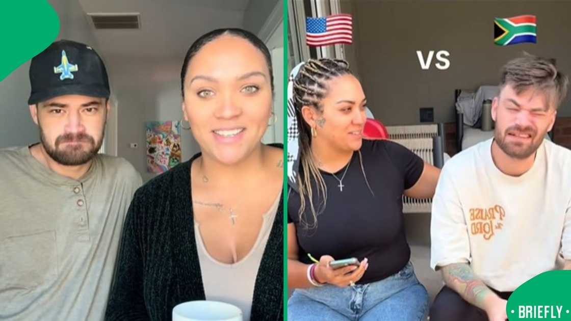 The image on the right showed the American wife and the South African husband