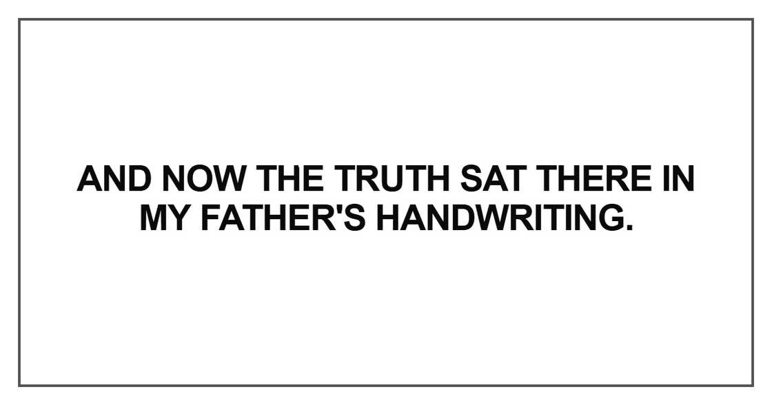 And now the truth sat there And now the truth sat there