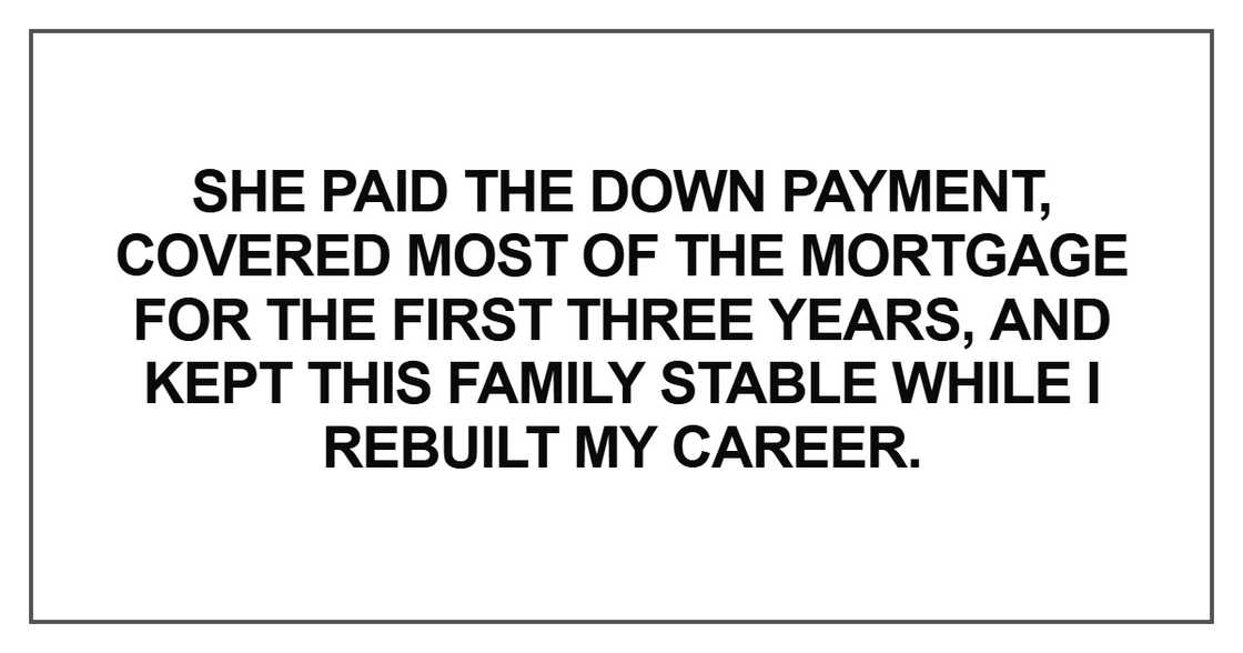 She paid the down payment