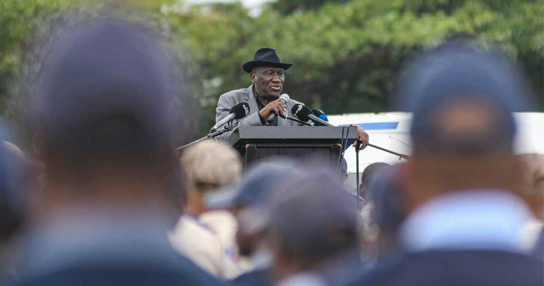 Police Minister Bheki Cele addressed law enforcement ahead of EFF's national shutdown