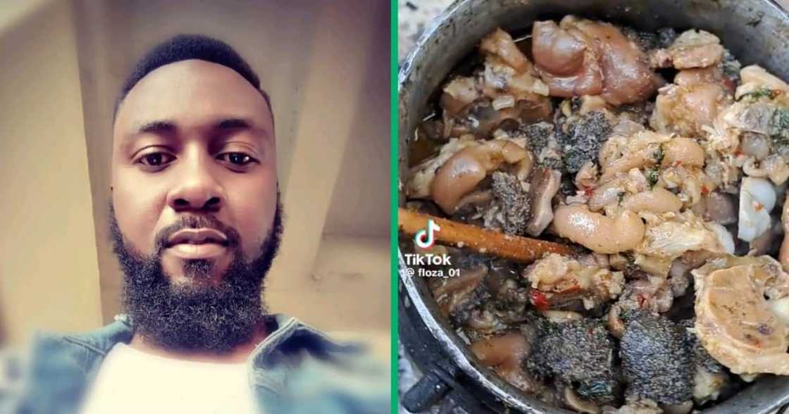 A video of man cooking mogodu A video of man cooking mogodu