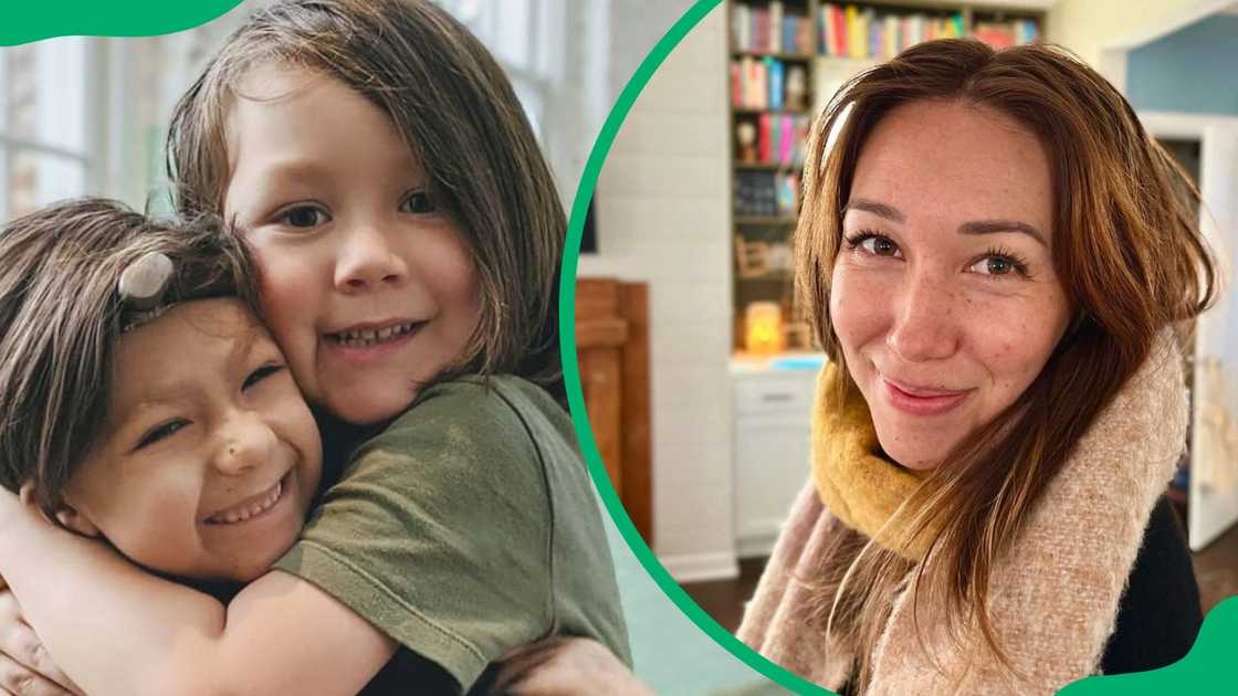 The YouTuber's children sharing a hug (L). Mindy Mango posing for a photo The YouTuber's children sharing a hug (L). Mindy Mango posing for a photo