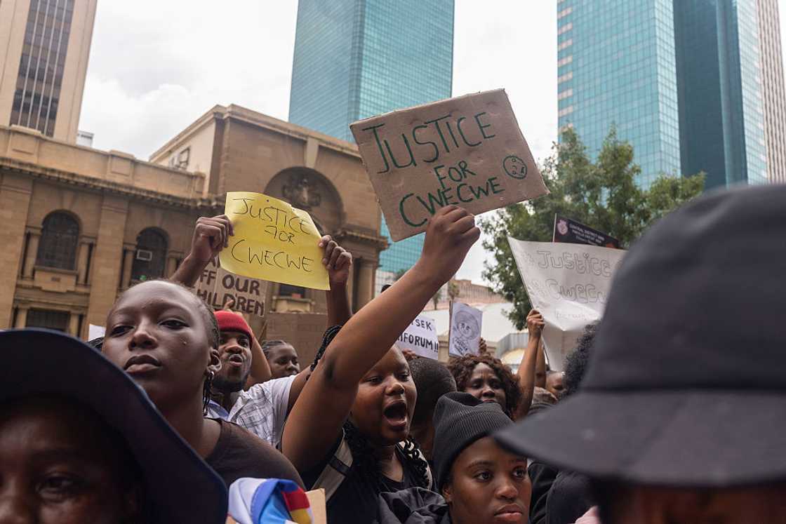 South Africans protested after Cwecwe's mother alleged that her child was raped South Africans protested after Cwecwe's mother alleged that her child was raped