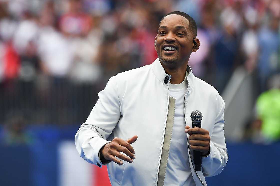 Will Smith performs during the closing ceremony of the Russia 2018 World Cup ahead of the final football match between France and Croatia at the Luzhniki Stadium