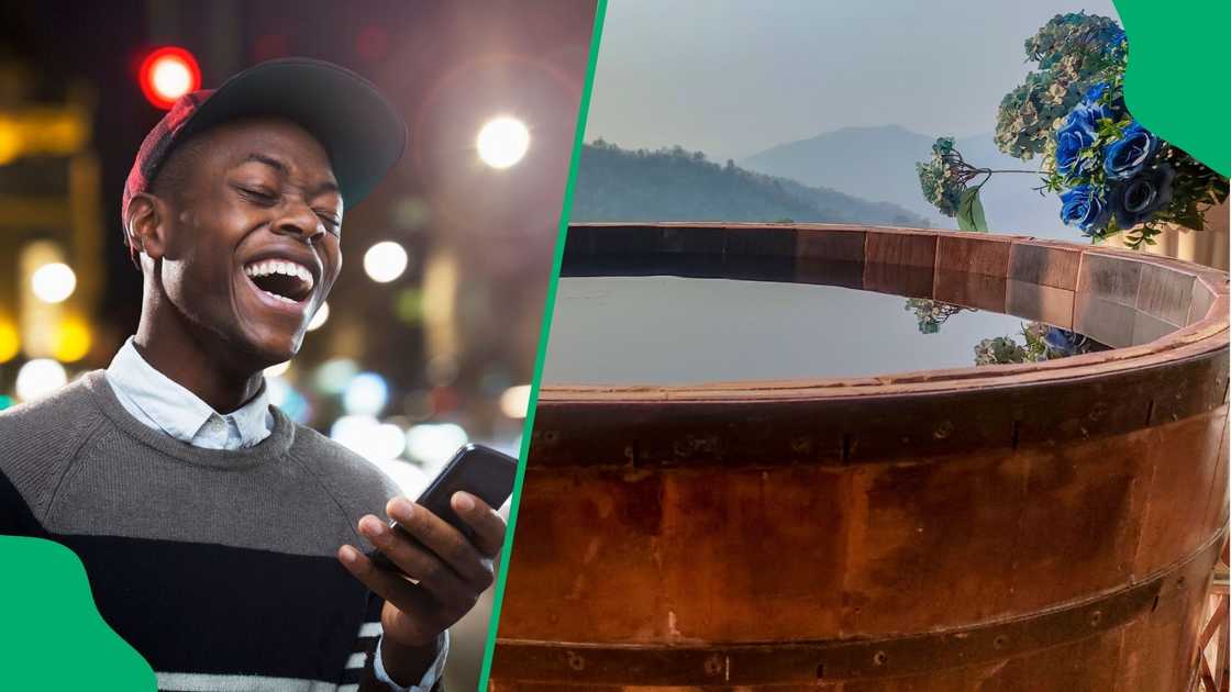 People on the internet laughed after seeing a man's homemade jacuzzi. People on the internet laughed after seeing a man's homemade jacuzzi.