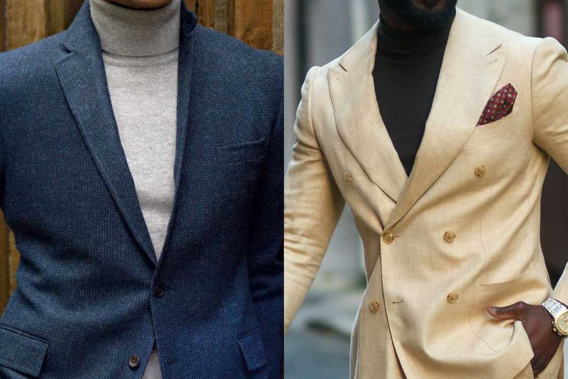 Turtleneck and suit with opposite colours Turtleneck and suit with opposite colours