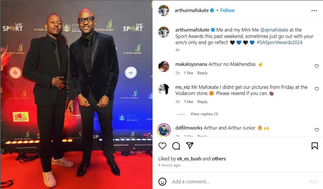 Arthur Mafokate and his son stunned at the SA Sports Awards red carpet Arthur Mafokate and his son stunned at the SA Sports Awards red carpet