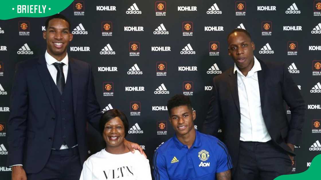 Marcus Rashford, his mother Melanie, and his brothers Marcus Rashford, his mother Melanie, and his brothers