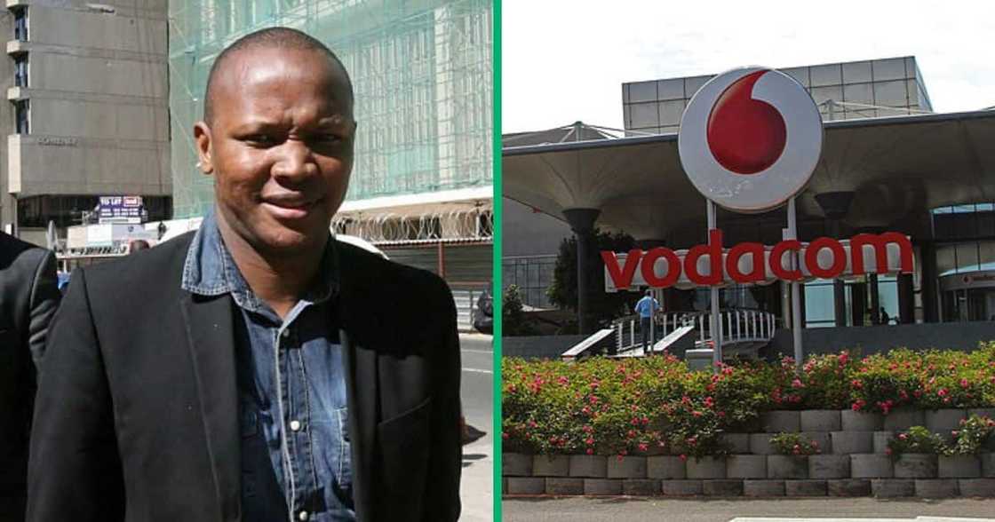 Nkosana Makate and a Vodacom office Nkosana Makate and a Vodacom office