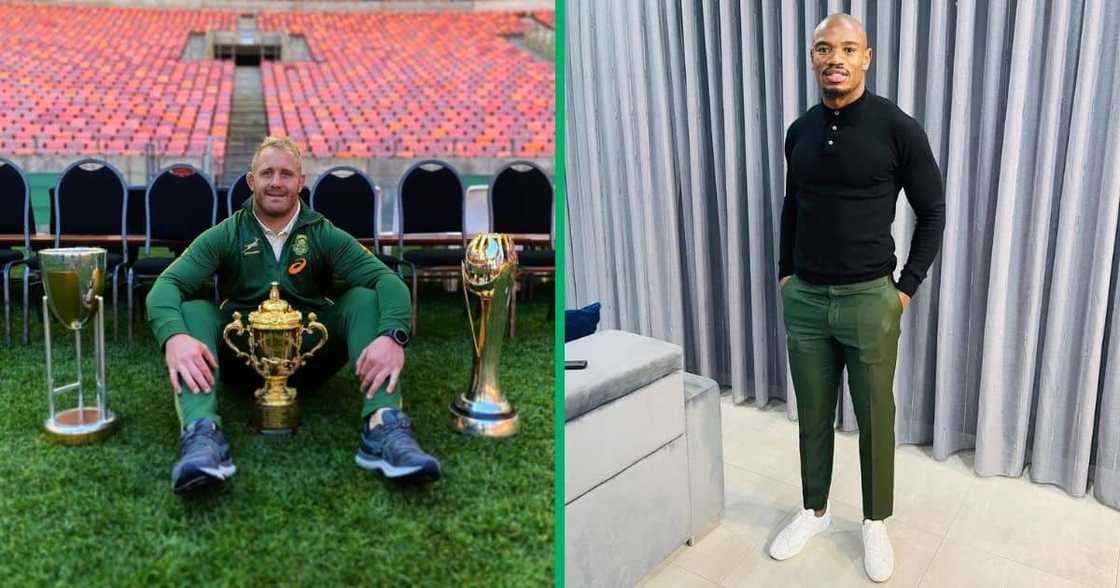 Springboks' Vincent Koch and Makazole Mapimpi showed off their new Mercedes-Benz GLEs. Springboks' Vincent Koch and Makazole Mapimpi showed off their new Mercedes-Benz GLEs.