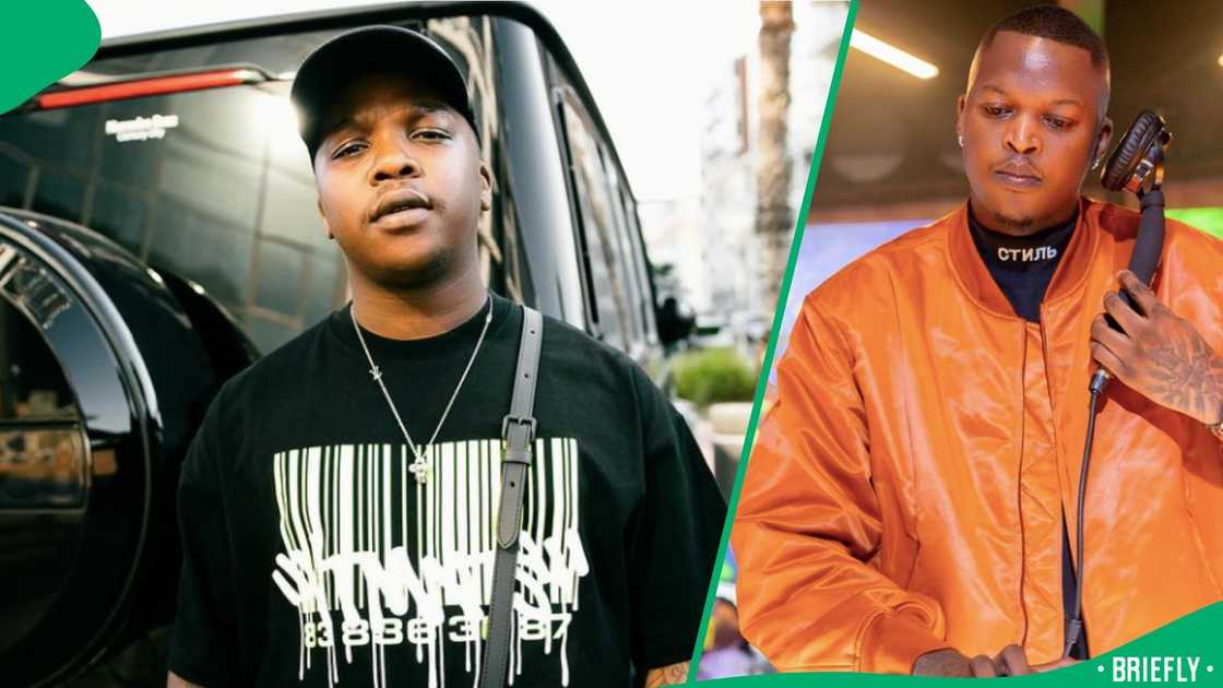 Oscar Mbo jokes about Dlala Thukzin's height Oscar Mbo jokes about Dlala Thukzin's height