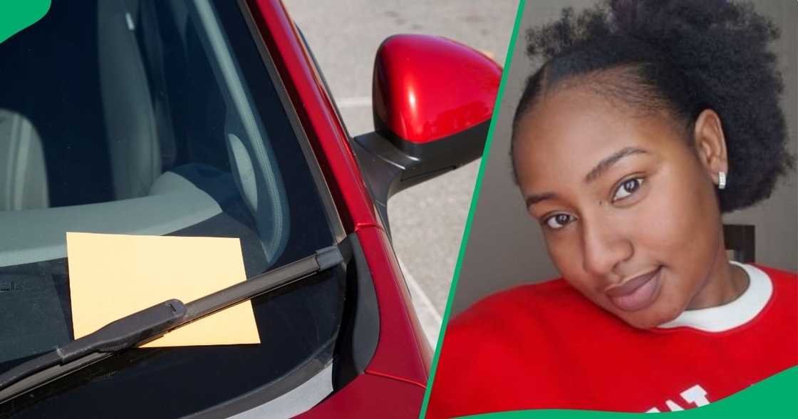 Bored woman plasters random notes on windshields Bored woman plasters random notes on windshields