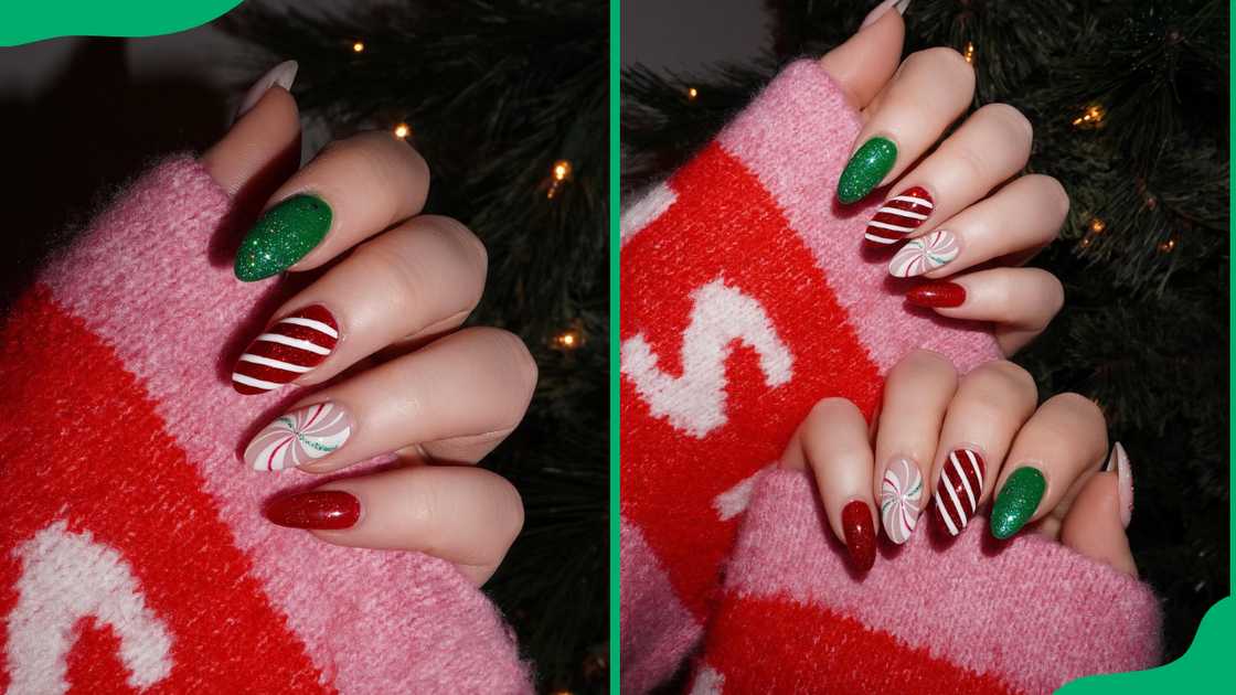 Mixed Christmas nail design