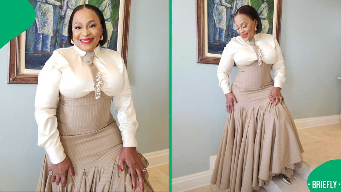 Nomvula Mokonyane's outfit for SONA. Nomvula Mokonyane's outfit for SONA.
