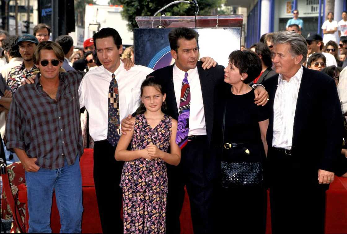 Emilio Estevez, Ramone Estevez, Charlie Sheen, Janet Sheen and Martin Sheen (Left to right) at a red-carpet event. Emilio Estevez, Ramone Estevez, Charlie Sheen, Janet Sheen and Martin Sheen (Left to right) at a red-carpet event.
