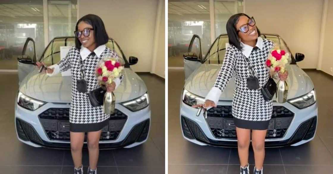 Woman shows of her brand new whip Woman shows of her brand new whip