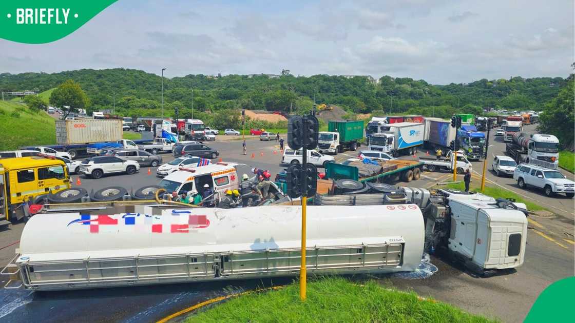 Two trucks were involved in a collision Two trucks were involved in a collision