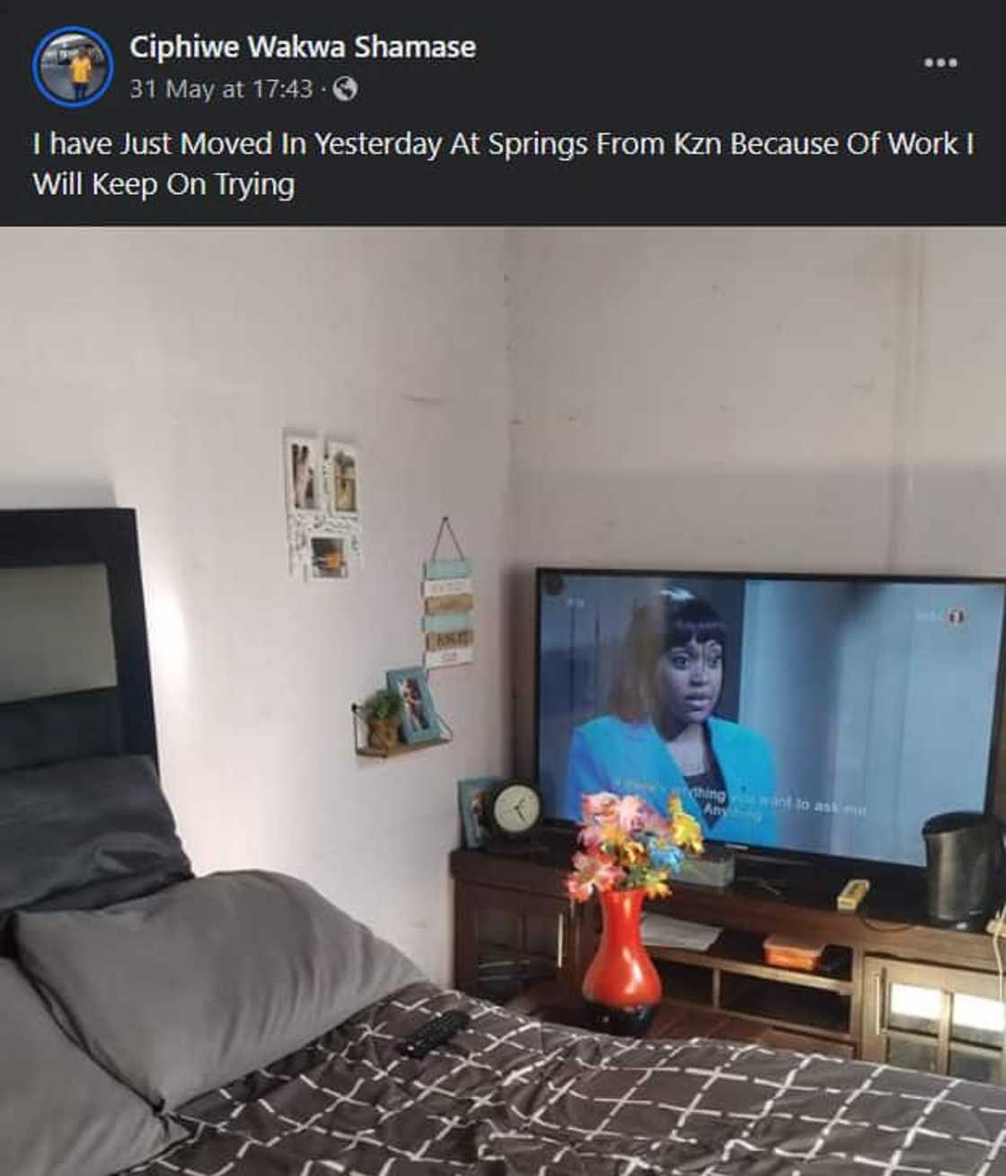 A South African man posted an image of his new rental home after moving to Springs, Gauteng A South African man posted an image of his new rental home after moving to Springs, Gauteng