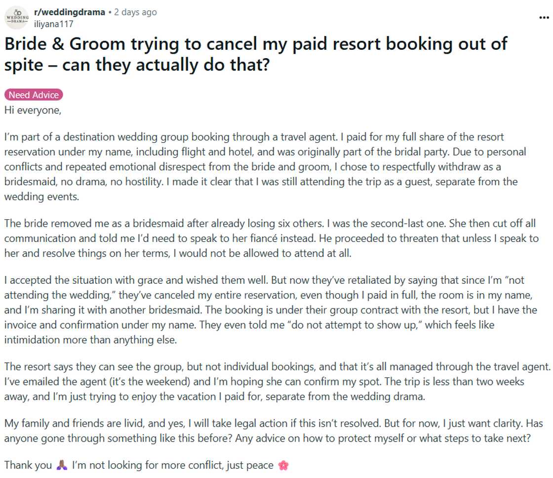 In the post, the woman shared that she wanted a drama-free solution to her problem In the post, the woman shared that she wanted a drama-free solution to her problem