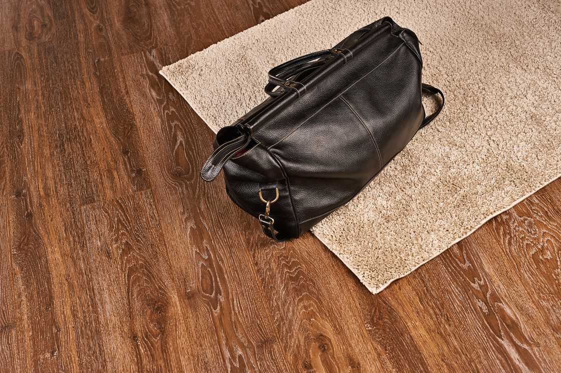 A duffel bag on the floor
