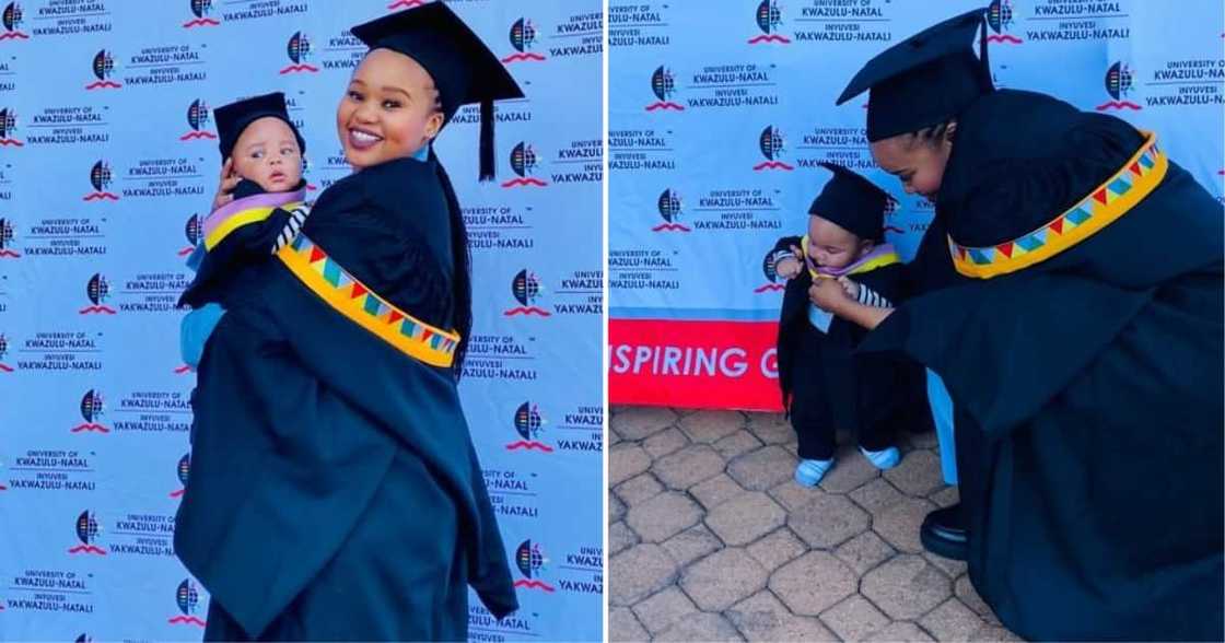UKZN mommy celebrates her Master of Commerce graduation with her baby son UKZN mommy celebrates her Master of Commerce graduation with her baby son