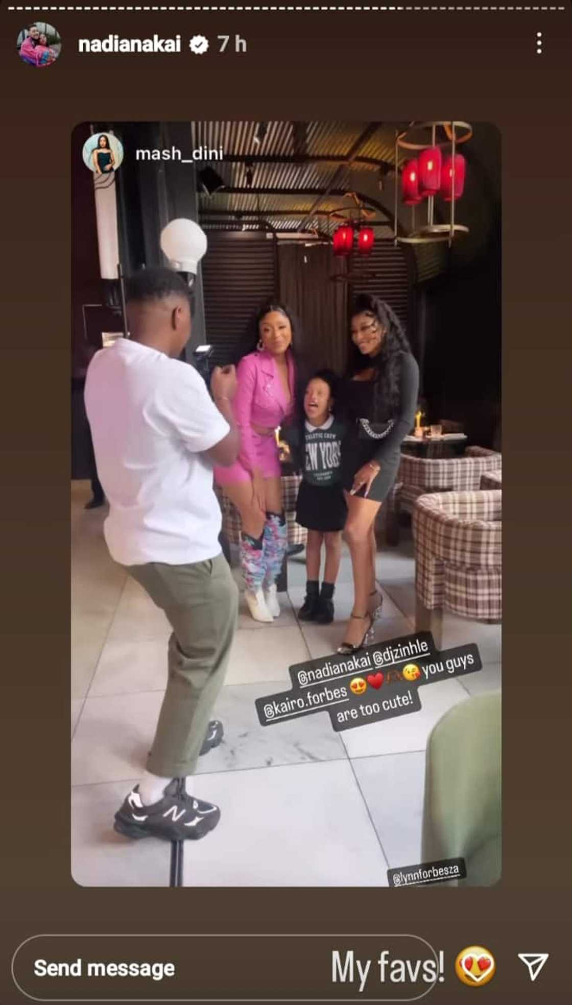 DJ Zinhle and Kairo Forbes supported Nadia Nakai at the Previdar magazine cover launch. DJ Zinhle and Kairo Forbes supported Nadia Nakai at the Previdar magazine cover launch.