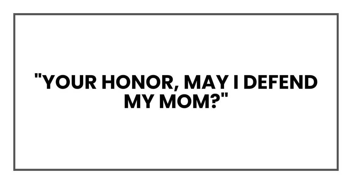 "Your Honor, may I defend my mom?"