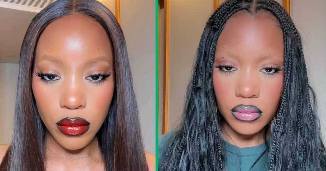A lady took to TikTok to showcase how she peels off her glass skin makeup. A lady took to TikTok to showcase how she peels off her glass skin makeup.