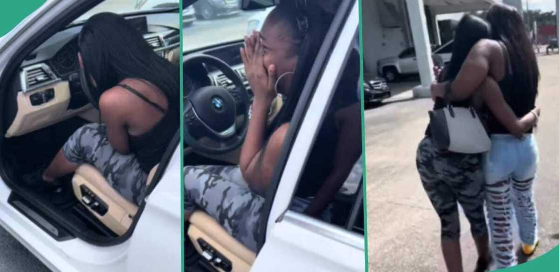 Lady surprises her best friend of 16 years with new BMW car Lady surprises her best friend of 16 years with new BMW car