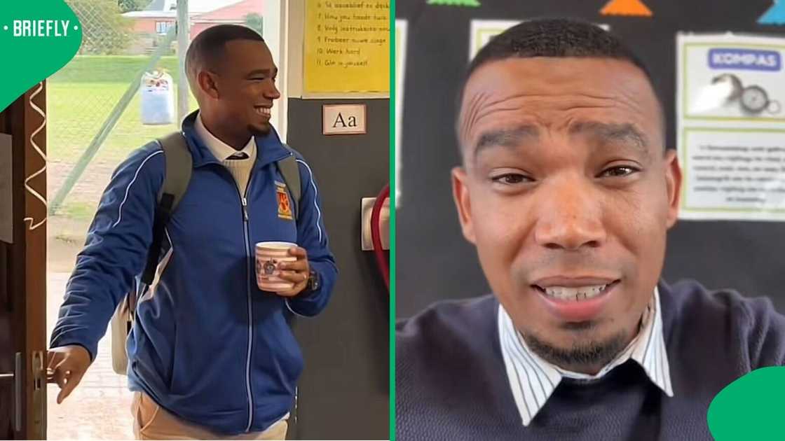 A teacher was surprised by his pupils, which left him in tears over his farewell party. A teacher was surprised by his pupils, which left him in tears over his farewell party.