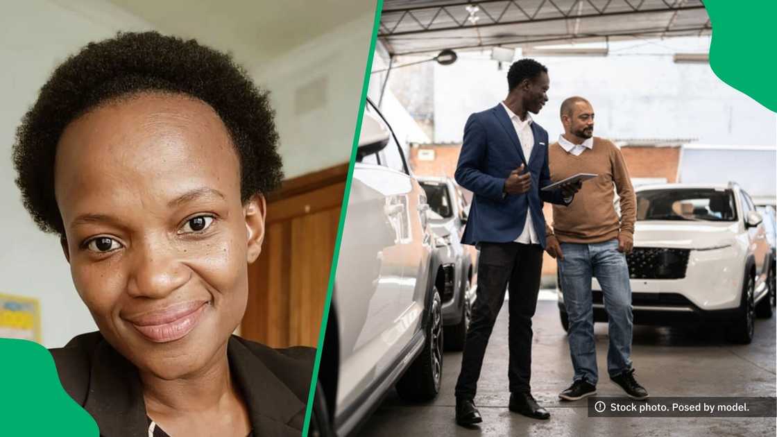 A woman showcased a car salesman's payslip in a TikTok video. A woman showcased a car salesman's payslip in a TikTok video.