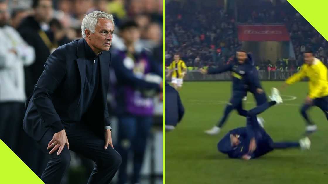 Jose Mourinho's Knee-Slide Fail Goes Viral After Fenerbahce’s Dramatic Winner Jose Mourinho's Knee-Slide Fail Goes Viral After Fenerbahce’s Dramatic Winner