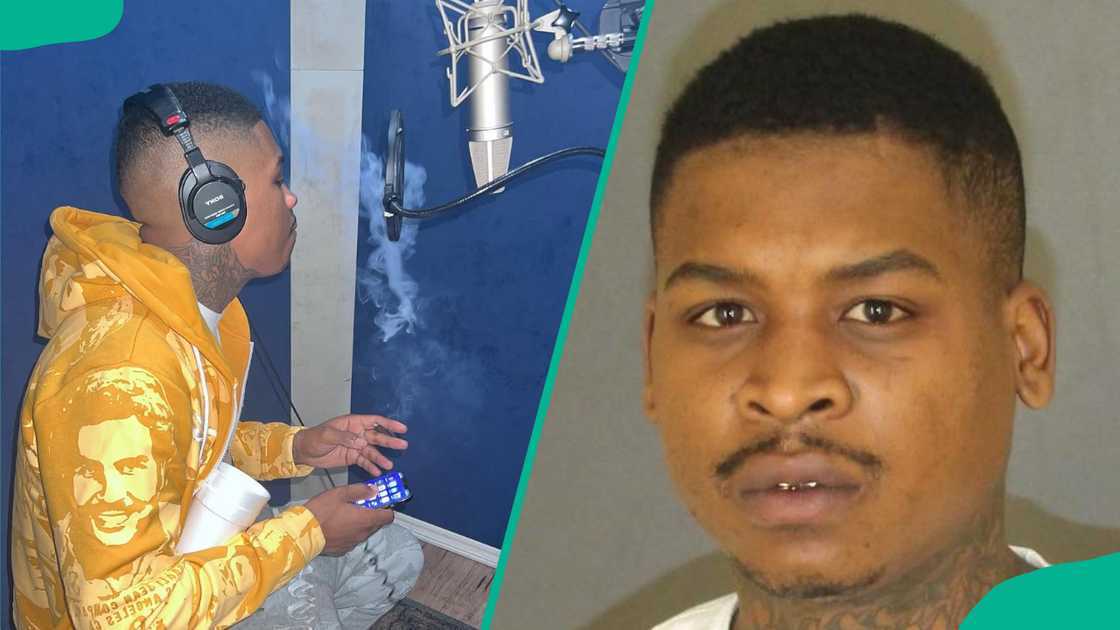 Obadiah Malone, Chrisean Rock's brother in a recording studio and posing for a selfie Obadiah Malone, Chrisean Rock's brother in a recording studio and posing for a selfie