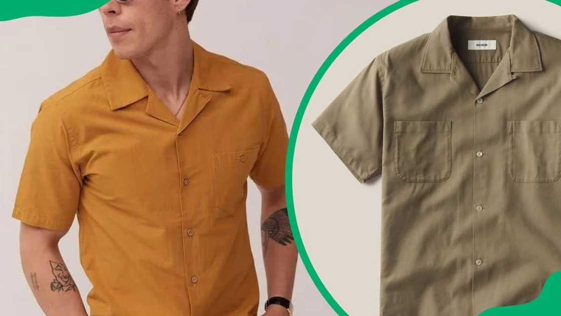 A mean wearing Cuban collar shirt A mean wearing Cuban collar shirt