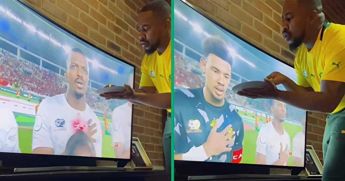 A Bafana Bafana supporter burned impepho before their game with Morocco