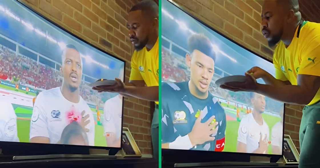 A Bafana Bafana supporter burned impepho before their game with Morocco A Bafana Bafana supporter burned impepho before their game with Morocco