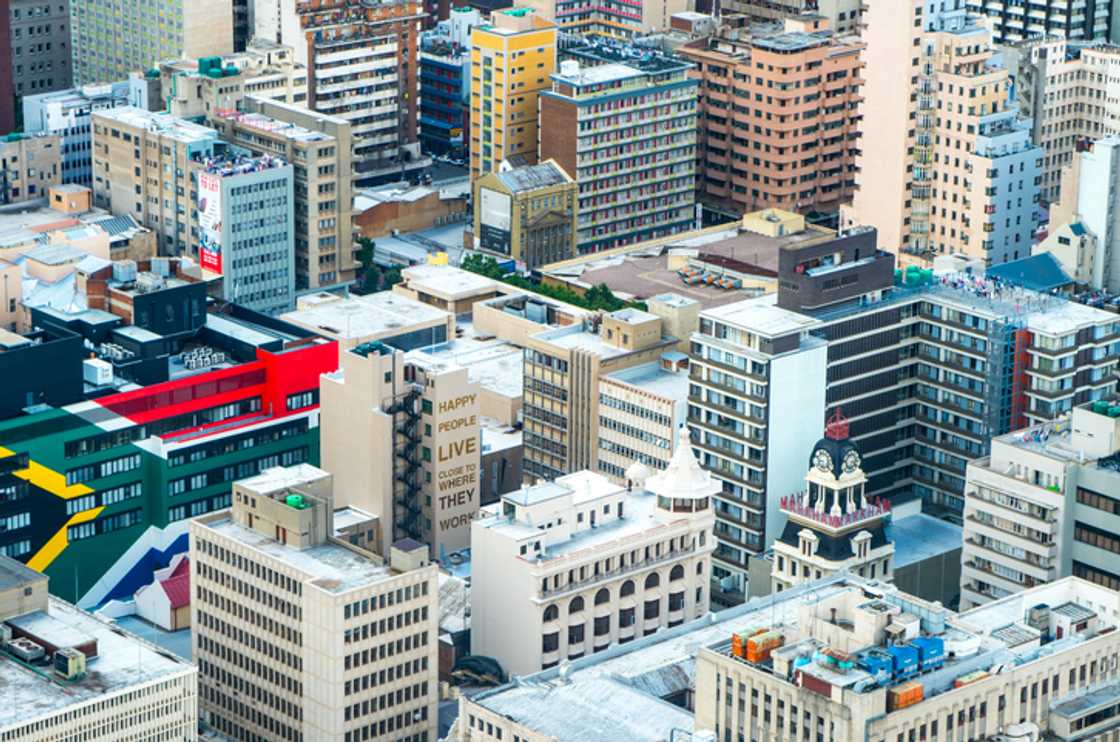 An image of buildings in a South African city. An image of buildings in a South African city.