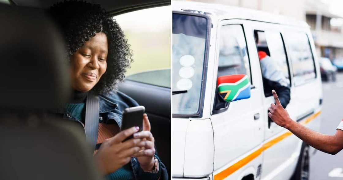 A lady smiling and a taxi A lady smiling and a taxi