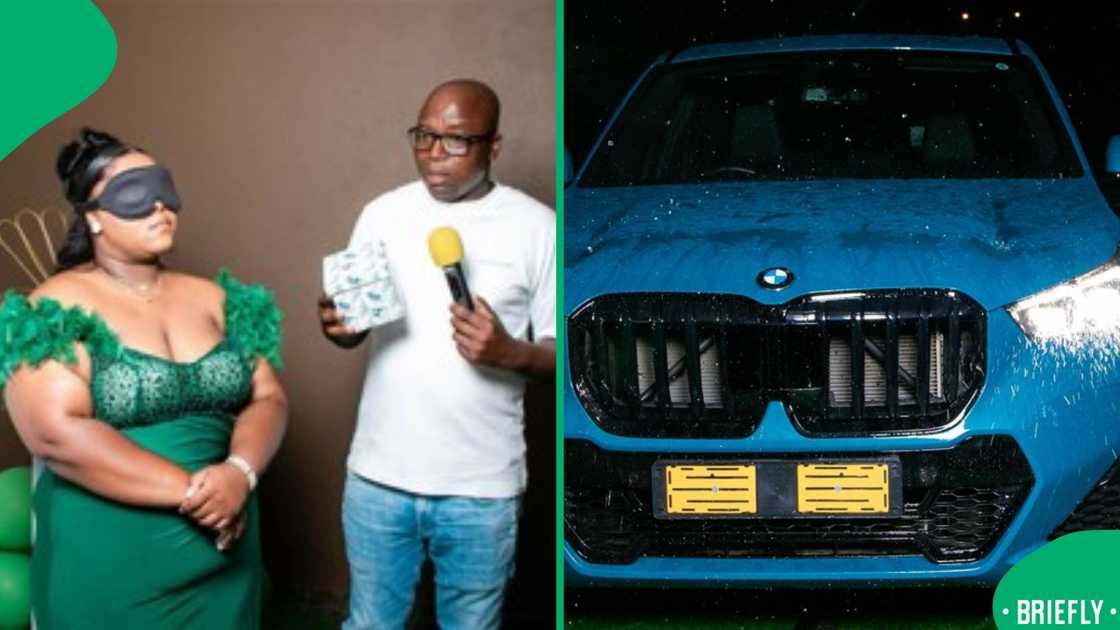The image on the right showed the new BMW her father bought for her The image on the right showed the new BMW her father bought for her