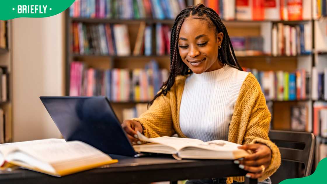A student at the library A student at the library