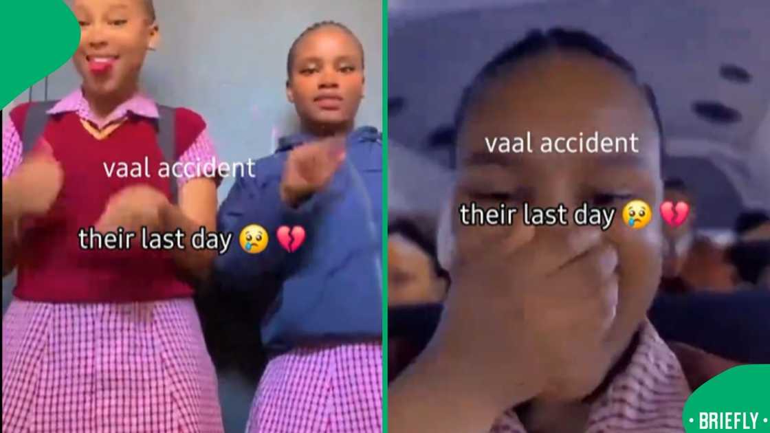 The screenshot on the right showcased one of the pupils in a taxi, posing